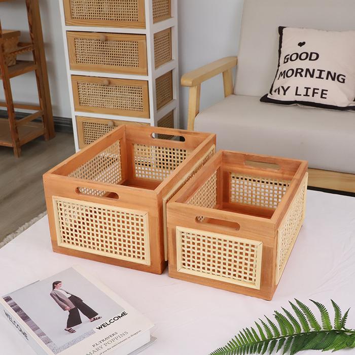 Gambar Bamboo Woven Hollow Solid Wood Storage Basket Fruit and Vegetable Kitchen Organizer Home Clutter Storage Square Box dari KEVIN sugiono undefined Tokopedia