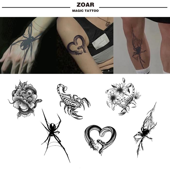 Gambar stiker tato sementara Y23 【ular kalajengking laba-laba】Tahan lama Tattoo menempel dekorasi seni untuk pria dan wanita - 6 gambar dari Zoar Magic Tattoo IND undefined Tokopedia