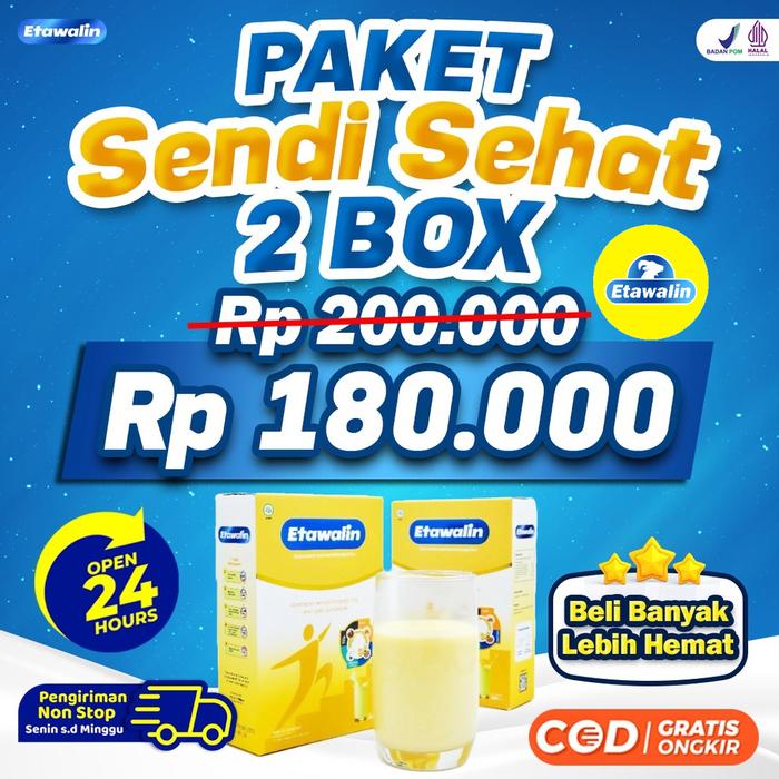 Gambar Etawalin Paket Sendi Sehat - 2 Box Susu Kambing Etawa Tingkatkan Kepadatan & Kesehatan Tulang Sendi Susu Anti Pengapuran Sendi Asam Urat Rematik Reumatik Nyeri Sendi Cocok Untuk Lansia Medjool Store dari markasgudang01 undefined Tokopedia