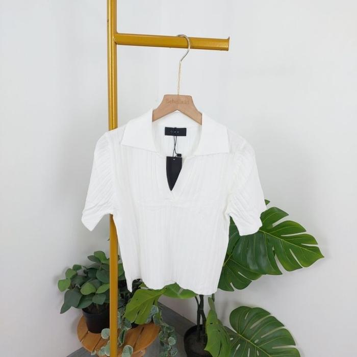 Gambar ATASAN KERA VNECK ONE-K 109560 FASHION WANITA IMPORT BANGKOK ONE014 - WHITE dari bebellaid undefined Tokopedia
