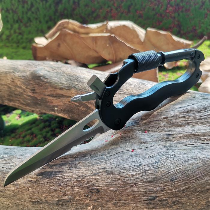 Gambar EDC Multi-Tool Carabiner with Knife, Screwdrivers, and Bottle Opener - Compact and Durable Outdoor Camping and Hiking Gear dari Searing Torrent undefined Tokopedia