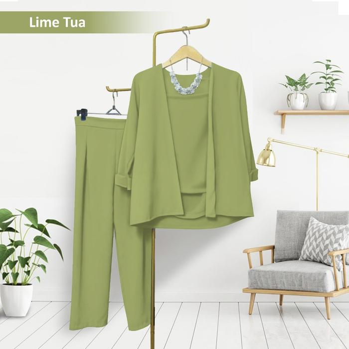 Gambar 3 in 1 Set Blazer Formal Free Inner/Tanktop - Lime Tua dari Rosanna World undefined Tokopedia