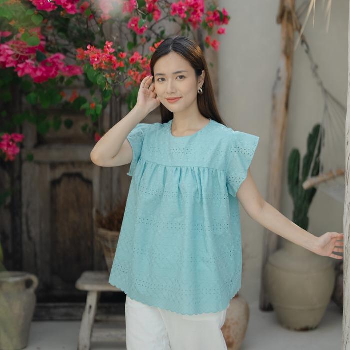 Gambar Mantap Beatrice Clothing Paisley Blouse Blouse Brukat Wanita - Tiffany Blue dari SUPER BUFFET undefined Tokopedia