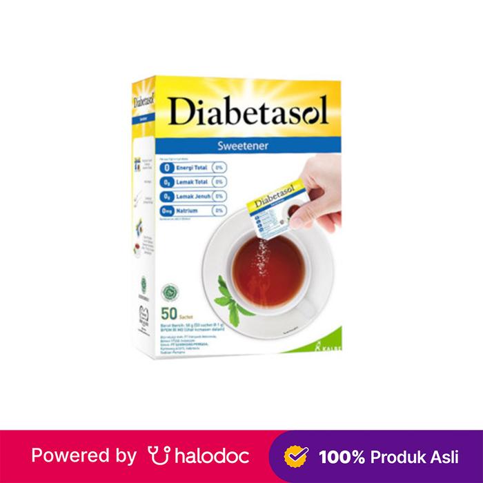 Gambar Diabetasol Zero Calorie Sweetener 50 Sachet - Gula Diabetes - Halodoc dari Apotek Baladewa Farma 3 Bandung undefined Tokopedia