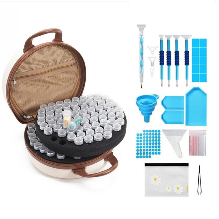 Gambar New 150 Bottles of Diamond Painting Accessories Container Storage Bag Box Suitcase Diamond Embroidery Tool Round Handbag dari Imperial Knight undefined Tokopedia