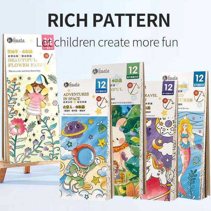 Gambar 5 Colors 12Sheet Solid Watercolor Coloring Book Paint Set Water Color Pigment & Paint Brush Children Diy Bookmark Supplies dari Pushpa Rrachana undefined Tokopedia