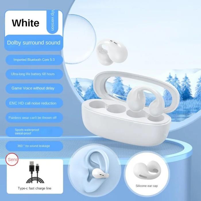 Gambar AVVIC TWS Air51 Ear Clip-on Earphone Bluetooth Headset Klip Telinga - White dari Avvic undefined Tokopedia