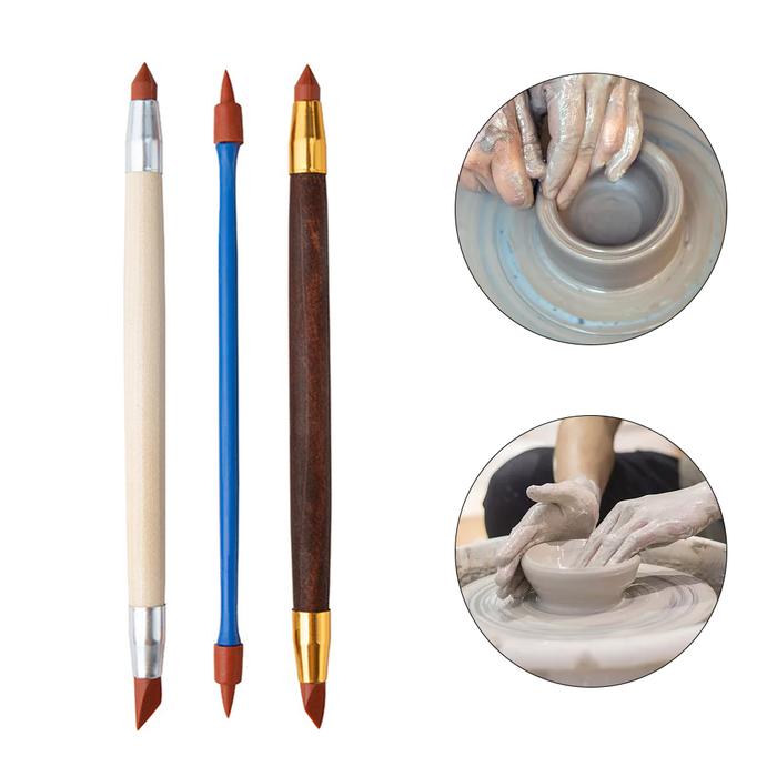 Gambar 3pcs Soft Silicon Rubber Shaper Pen Double-head DIY Art Craft Supplies Pottery Ceramics Carving Modeling Shaping Tool dari Buburtamina52 undefined Tokopedia
