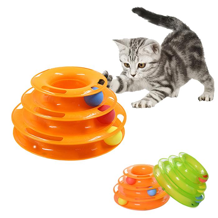 Gambar Cat Turntable Toy Tower Three-layer Funny Interactive Educational Toys Training Amusement Plate with Three Balls Pet Supplies dari Toko SembakoLubis undefined Tokopedia