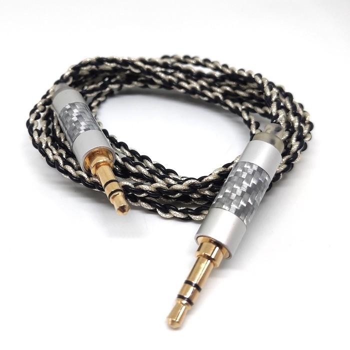 Gambar Silver Foil Plated 3.5mm Aux Headphone Audio Cable High End - Black Silver dari Onebest Choice undefined Tokopedia