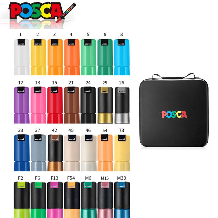 Gambar Japan Uni Posca Color Markers Acrylic Paints Pen PC 1M 3M 5M 8k 17k Storage Bag Art Supplies Fabric Stone Graffiti Drawing Brush dari Pushpa Rrachana undefined Tokopedia