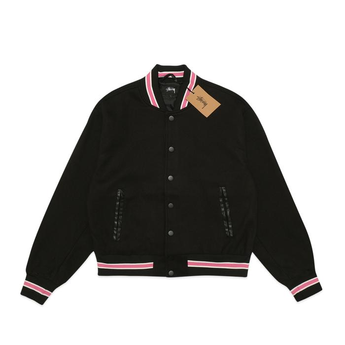 Promo Stussy S Talk Melton Varsity Jacket - Black, L - Kota
