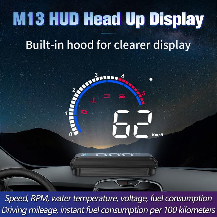 Gambar OHANEE M13 HUD OBD2 Head-Up Display Car MPH Auto Electronics Detector HUD Windshield Projector dari Yasha Ronin undefined Tokopedia