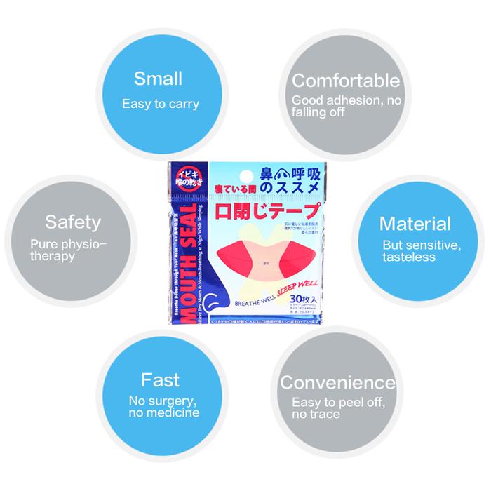 Gambar Anti Snoring Mouth Tape Sleep Aid Breathing Stopper Nose HealthCare Sticker Better Breath sal Strip Close Solution Night Patch dari bletuk764 undefined Tokopedia