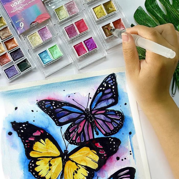 Gambar Watercolor Paint Set 6/12 Color Metallic Glitter For Artists School Stationery Graffiti Tool Solid Pigment Art Supplies dari Pushpa Rrachana undefined Tokopedia