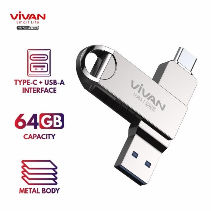 Gambar Vivan Flashdisk OTG Interface Type-C & USB 3.1 - VOC264 64GB dari TATA CELL_NEW undefined Tokopedia