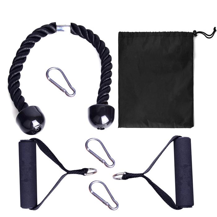 Gambar Gym Cable Machine Attachment Set Triceps Pull Down Rope with Resistance Bands Handle and Carabiner Fitness Equipment dari Blood Serpent undefined Tokopedia