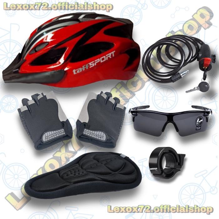 Gambar Terlaris (Cod) Helm Sepeda Taffsport Mtb Roadbike + Aksesoris Sepeda / Paket 6 Item - Merah/Carbon Ready Stok - PAKET MERAH dari Langgeng_Pedia undefined Tokopedia