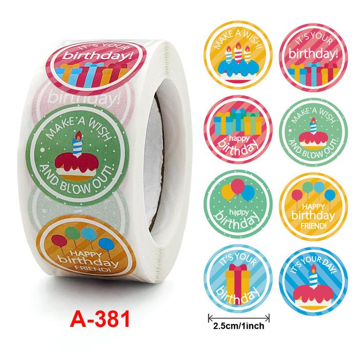 Gambar STIKER LABEL  EMOJI STICKER ROLL LABEL BOX HAMPERS DIARY TUMBLER MOTIF  TULISAN HAPPY BIRTHDAY - A-381 dari cocomelon jkt undefined Tokopedia
