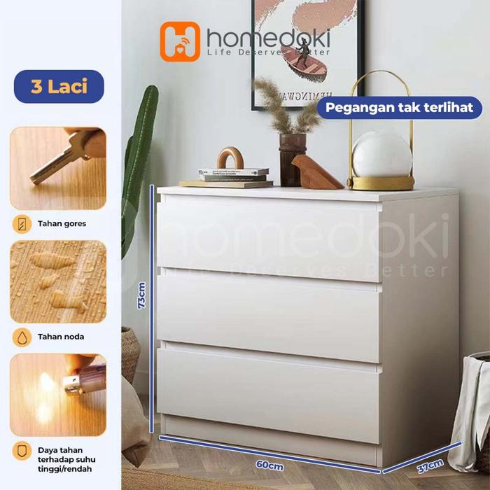 Gambar Homedoki Lemari Laci / Lemari Penyimpanan / Lemari Pakaian Multifungsi / Laci Pakaian - 60CM-3LACI dari Homedoki Store undefined Tokopedia