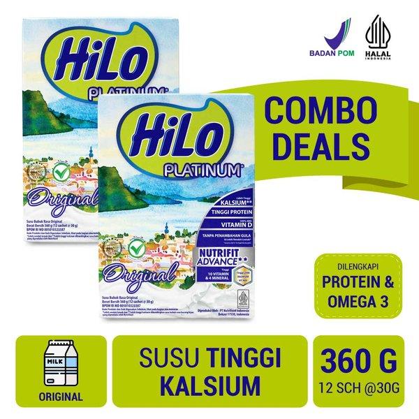 Gambar Ada Twin Pack - HiLo Platinum Original 360g (12 Sachet) - Susu Tinggi Kalsium Lebih Rendah Lemak dari annasbocil undefined Tokopedia