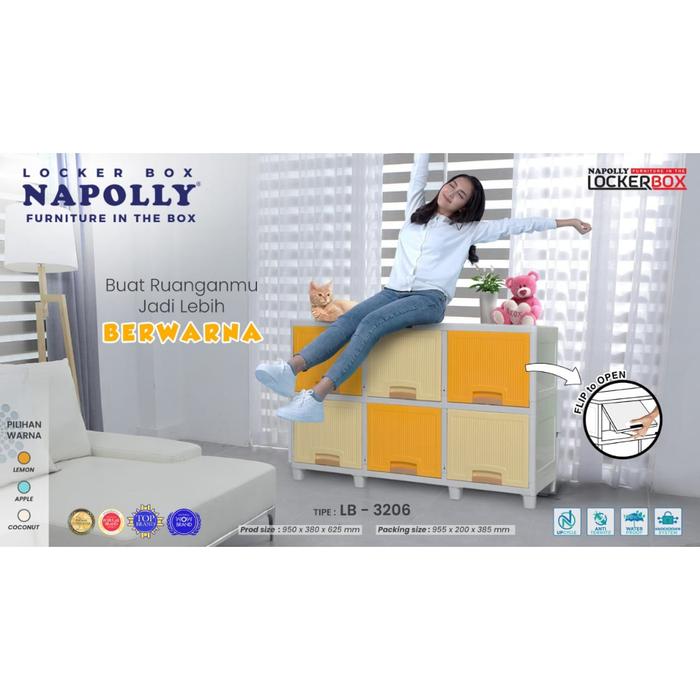 Gambar LEMARI PAKAIAN PLASTIK LACI NAPOLLY AKAKO LOCKER BOX SUSUN 2 MEJA TV PLASTIK 6 LACI 6 PINTU 6 KOTAK HK SPIDERMAN 3206 - 3206-LEMON dari EZT INTERIOR RUMAH undefined Tokopedia