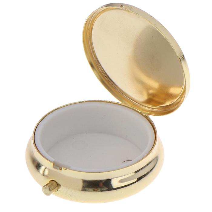 Gambar (IMPORT) Round Metal Pillbox Portable Small Medicine Organizer Inside Single Compartment Pill Box Personal Healthcare Supplies dari Koragaa Stored undefined Tokopedia