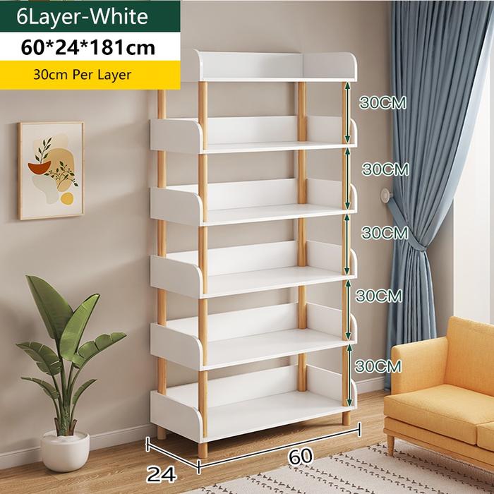 Gambar Rak Buku Minimalis 6 Tingkat Rak Susun Kayu Rak Buku Penyimpanan Rak Susun Praktis Multifungsi - 6L 60×24×181 dari PediaStoree. undefined Tokopedia