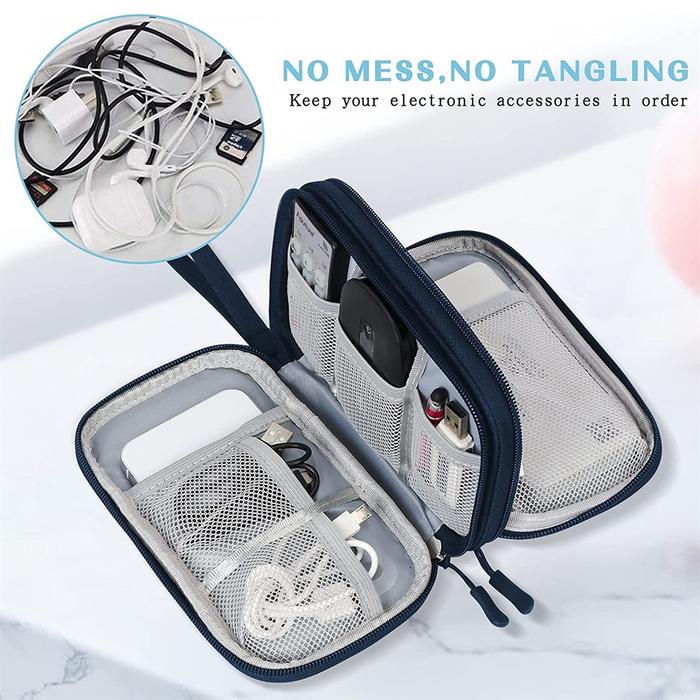 Gambar (IMPORT) Travel Organizer Electronics Accessories Organizer Portable Waterproof Double Layers Storage for Cable Hard Disk Power Bank dari Koragaa Stored undefined Tokopedia