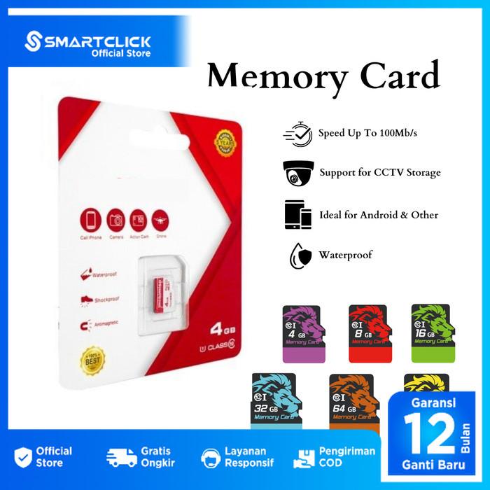Gambar Memory Card Micro Sd Premium High Speed 90Mbps Class 10 - 64 gb dari SmartClick.id undefined Tokopedia