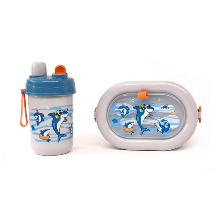 Gambar Kotak Makan Bekal Anak Sekolah Dengan Botol minum dan Sendok Garpu Desain Lucu / 5410 - Blue Shark dari Gila shopping undefined Tokopedia
