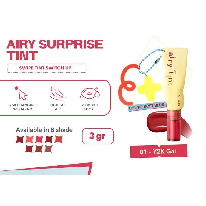 Gambar Emina Airy Surprise Tint 3gr - 01 YK2 Gal dari Makeupuccino undefined Tokopedia