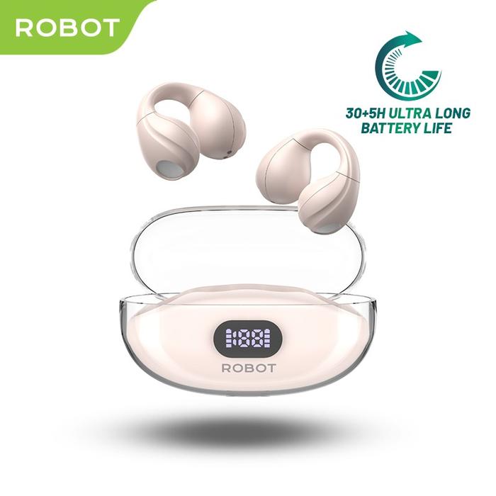 Gambar ROBOT AIR 10 Tws Open Ear Clip Style Led Display Bluetooth 5.3 - CREAM dari Donatur official store undefined Tokopedia