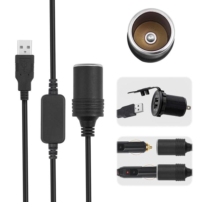 Gambar USB A Male To 12V Car Cigarette Lighter Socket Female Boost Cable Cigarette Lighter Adapter Cord for Automotive Electronics dari drivevibes undefined Tokopedia