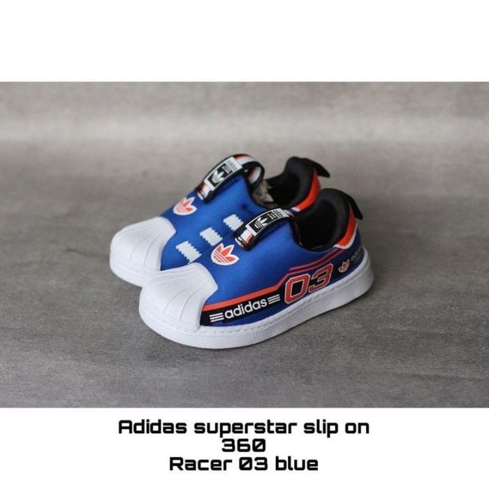 New Sepatu Anak Original Adidas Superstar Slip On 360 Race 03 Blue Orange