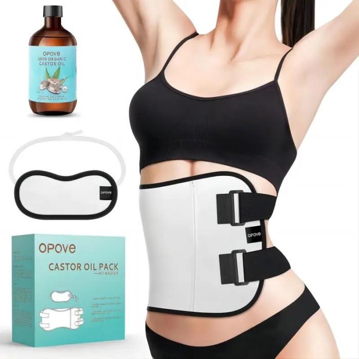 Gambar opove Castor Oil Pack Wrap With Castor Oil Reusable Pads Kit for dari Mullen Market undefined Tokopedia