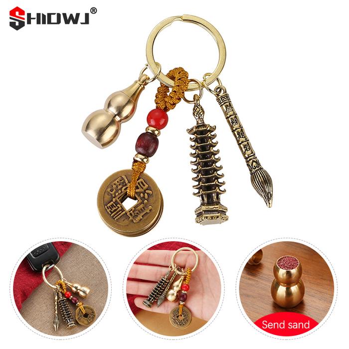 Gambar Free Sand Brass Wenchang Tower Soild Gourd Car Keychain Five Emperors Money Keyring Pendant Handbag Ornaments Bag Accessories dari Deckys Electric undefined Tokopedia