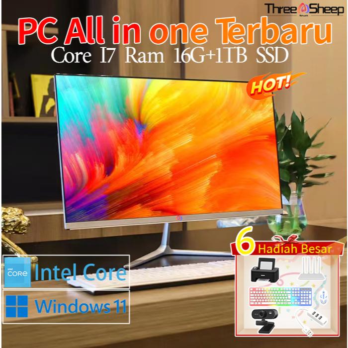 Gambar Komputer PC All-in-One baru Intel Core i3/i5/i7, 8G/16G RAM 256/512GB/1TB SSD - PC 19/22/24/27 inci Cocok untuk kantor, audio/video, hiburan, game, dan rumah. Gratis Keyboard dan Mouse! Rak Kayu Inklusif. Garansi 1 Tahun. dari MURAH SELLZ undefined Tokopedia
