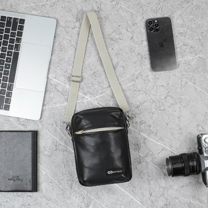 Gambar Tas Selempang Waistbag Pria Buffback Volva | Slingbag Leather  | FREE KEYCHAIN - Hitam dari Buffback Shop undefined Tokopedia