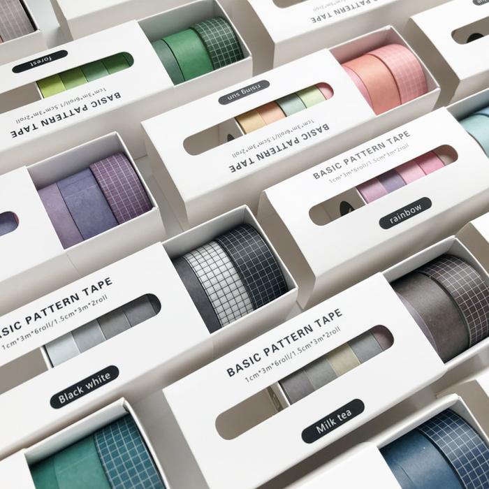 Gambar 8 pcs/set Solid Color Basic Grid Lines Washi Tape Cute Masking Adhesive Tape Diy Scrapbooking Art Supplies Decor Stationery dari Tokotahu45 undefined Tokopedia