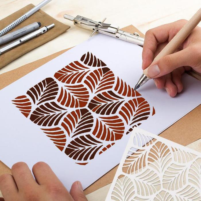 Gambar 1pc Stencil Openwork Leaf Painting Template DIY Decor Embossing Accessories Sjablonen Scrapbook Reusable Office School Supplies dari Toko KLotontong Shop undefined Tokopedia