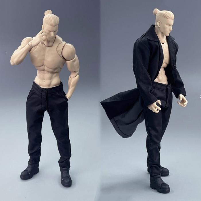 Gambar CROWDHTOYS Romankey X COWL 1/12 Scale Handsome Long Black Trench Coat Slim Fit Suit Set For 6” Action Figures Body Model dari Cimory Made undefined Tokopedia