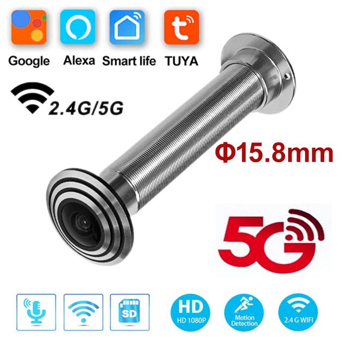 Gambar Door Camera Eye Wifi 16MM Diameter Tuya Smart Mini Peephole Security Hole Door Cat Eye 1.66mm Wide-angle 5G 2.4G P2P ONVIF RTSP dari PT Mourena undefined Tokopedia