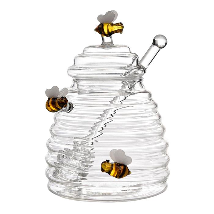 Gambar Glass Honey Pot Jar Kitchen Tools Honey Storage Container with Dipper and Lid Honey Bottle for Wedding Party Office Kitchen Home dari Potrait Ols undefined Tokopedia