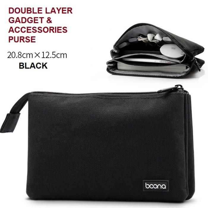 Gambar PREMIUM [BAONA] DOUBLE Layer ACCESSORIES Digital PURSE Tas Travel Accessories - PURSE - BLACK dari TOKO BUBUI undefined Tokopedia