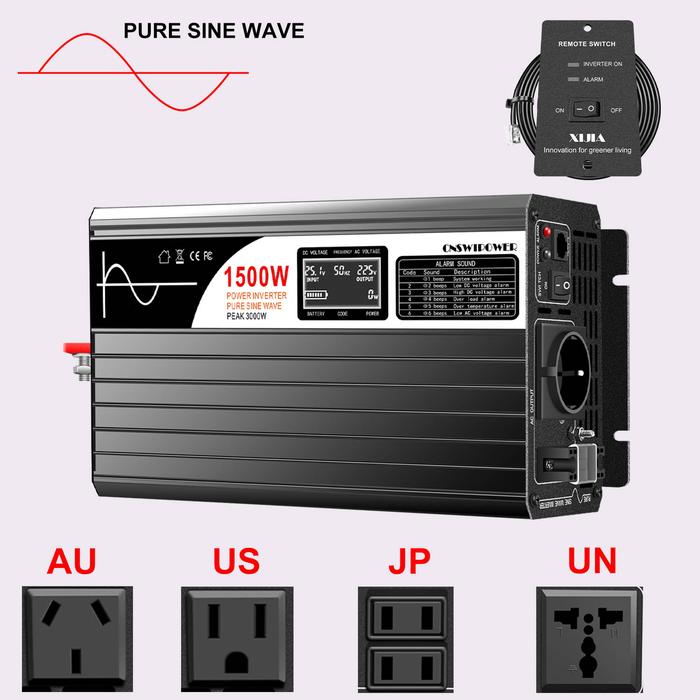 Gambar 1500W inverter 12v 220v pure sine wave solar power inverter DC 24V 48V dari Sodaco store undefined Tokopedia