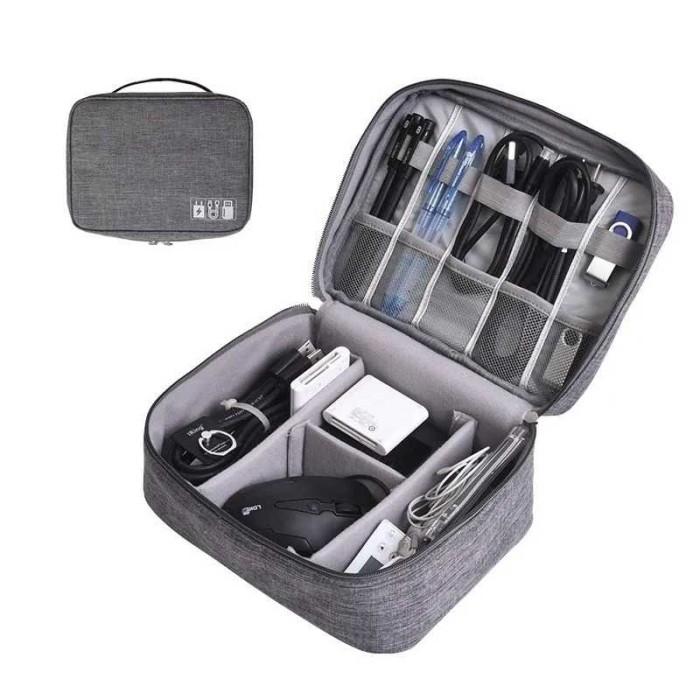 Gambar PREMIUM Tas Organizer Gadget Aksesoris Storage Bag Travel Portable Waterproof - Gray dari TOKO BUBUI undefined Tokopedia