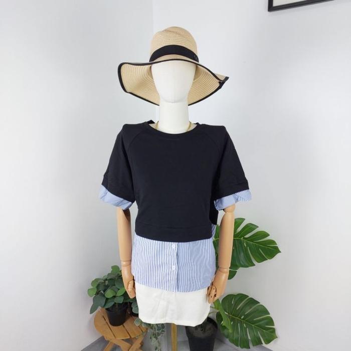 Gambar ATASAN POLOS BUTTON BRAND H&J FASHION WANITA IMPORT BANGKOK HNJ004 - BLACK dari bebellaid undefined Tokopedia