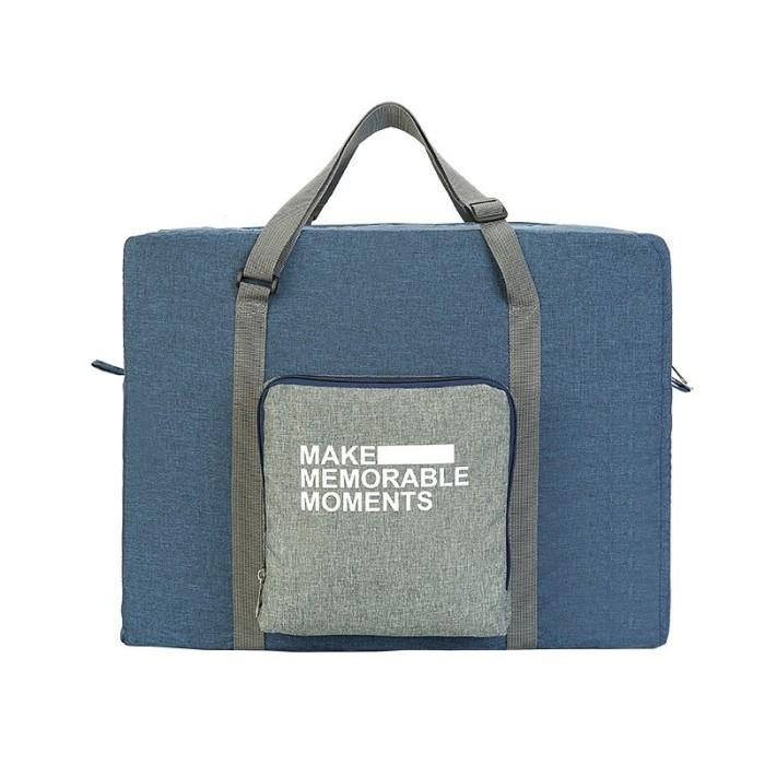 Gambar PREMIUM Aksesoris travel lipat bahan bagus, Foldable travel bag tas lipat - Navy dari TOKO BUBUI undefined Tokopedia