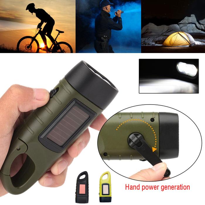 Gambar LED Flashlight Hand Crank Solar Powered Rechargeable Survival Gear Self Powered Charging Torch Dynamo for Fishing Boating Hiking dari Yunis store 32 undefined Tokopedia